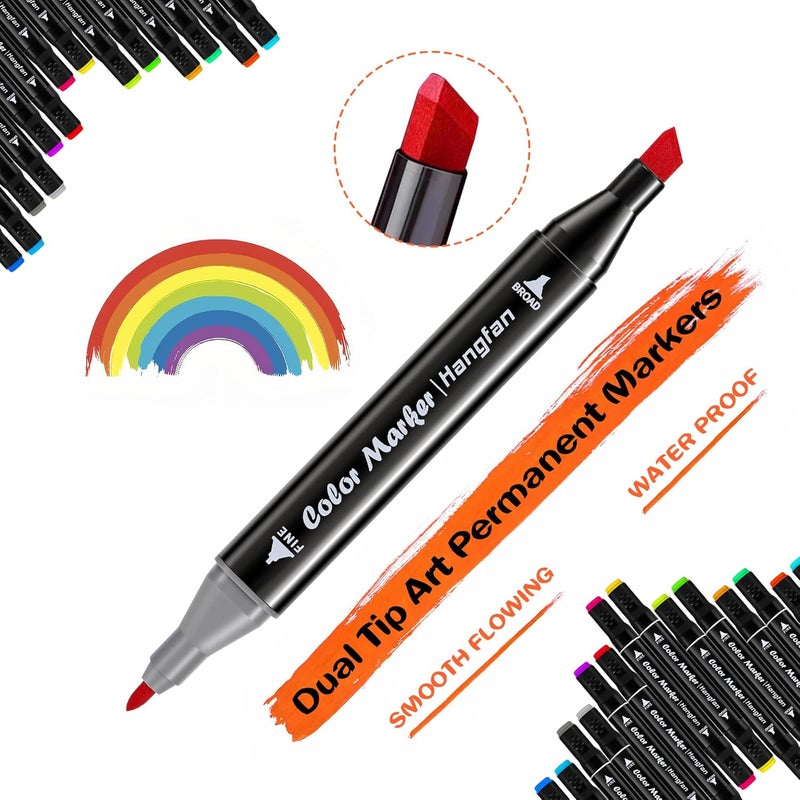 HandFan Alcohol,84 Colors Dual Tip Coloring Markers for Adults,Markers for Adults,Give 1 White Highlighter,1 Tracing Pen,Coloring Illustrations Sketch Drawing Painting Card Making(Black Pen Container) - Image 3